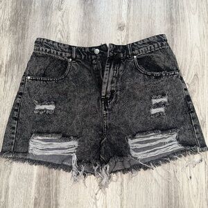 Black ripped jeans shorts